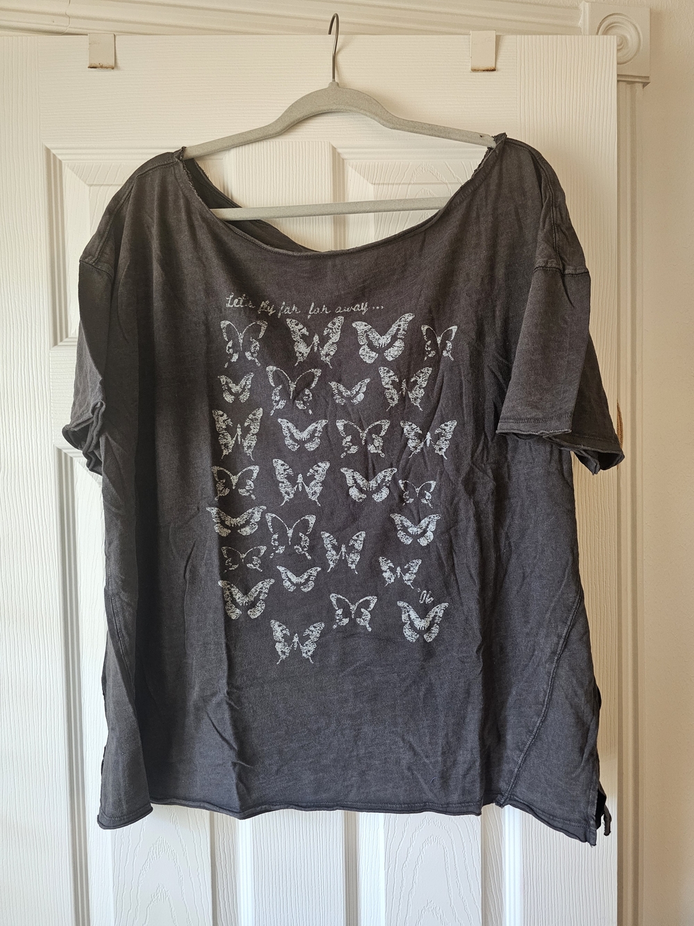 Aerie Off The Shoulder Oversized Boyfriend Butterfly Graphic Tee